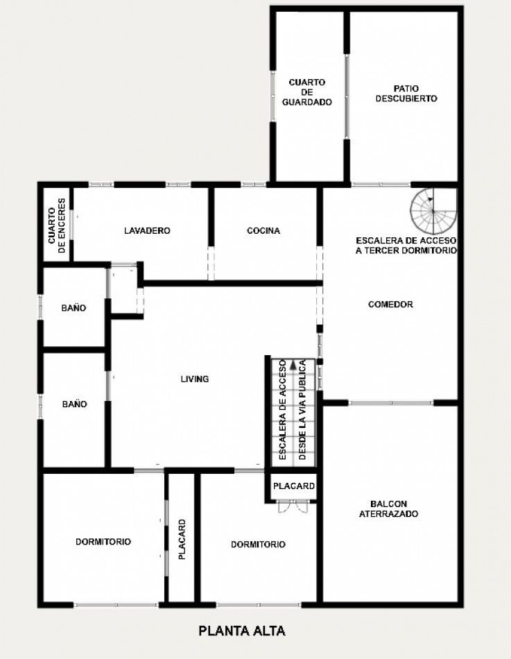 DEPARTAMENTO TIPO CASA EN PLANTA ALTA DE 4 AMBIENTES MAS GALPON EN PLANTA BAJA.