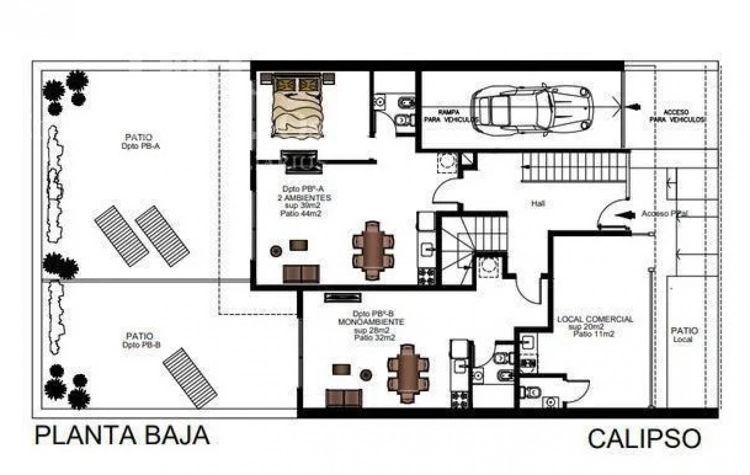 DEPARTAMENTO 2 AMBIENTES EN PLANTA BAJA CON PATIO A ESTRENAR, SUPERFICIE TOTAL 83M2.
