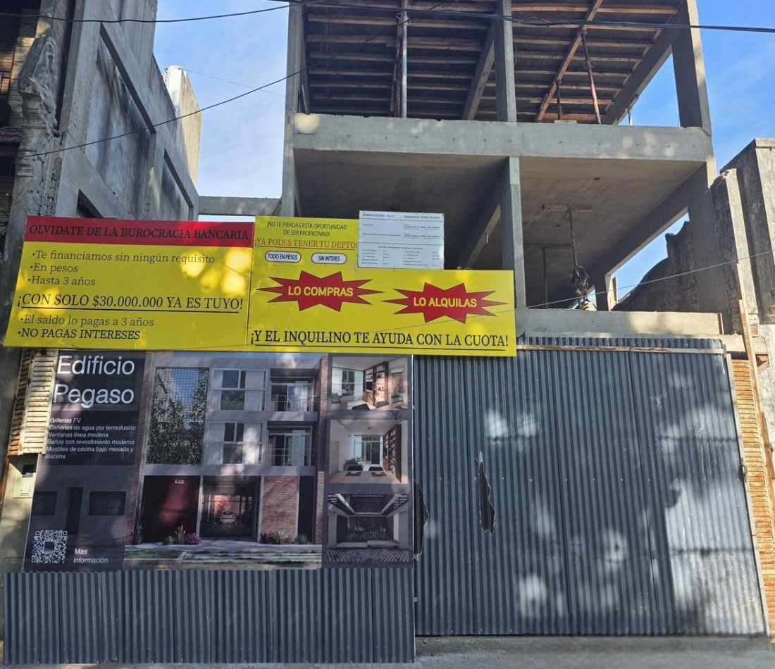 DEPARTAMENTO DOS AMBIENTES EN 2° PISO, AL CONTRAFRENTE CON BALCON, 28M2 A ESTRENAR.