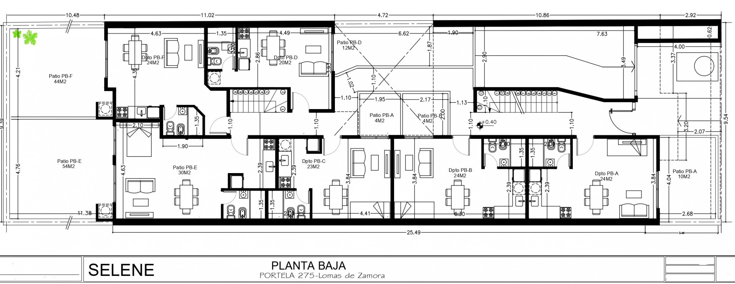 MONOAMBIENTE INTERNO, EN PLANTA BAJA, CON PATIO, 32M2.