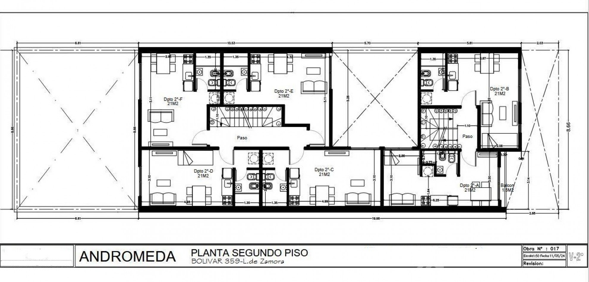 MONOAMBIENTE EN PISO 2°, DTO F, A ESTRENAR, 21M2.