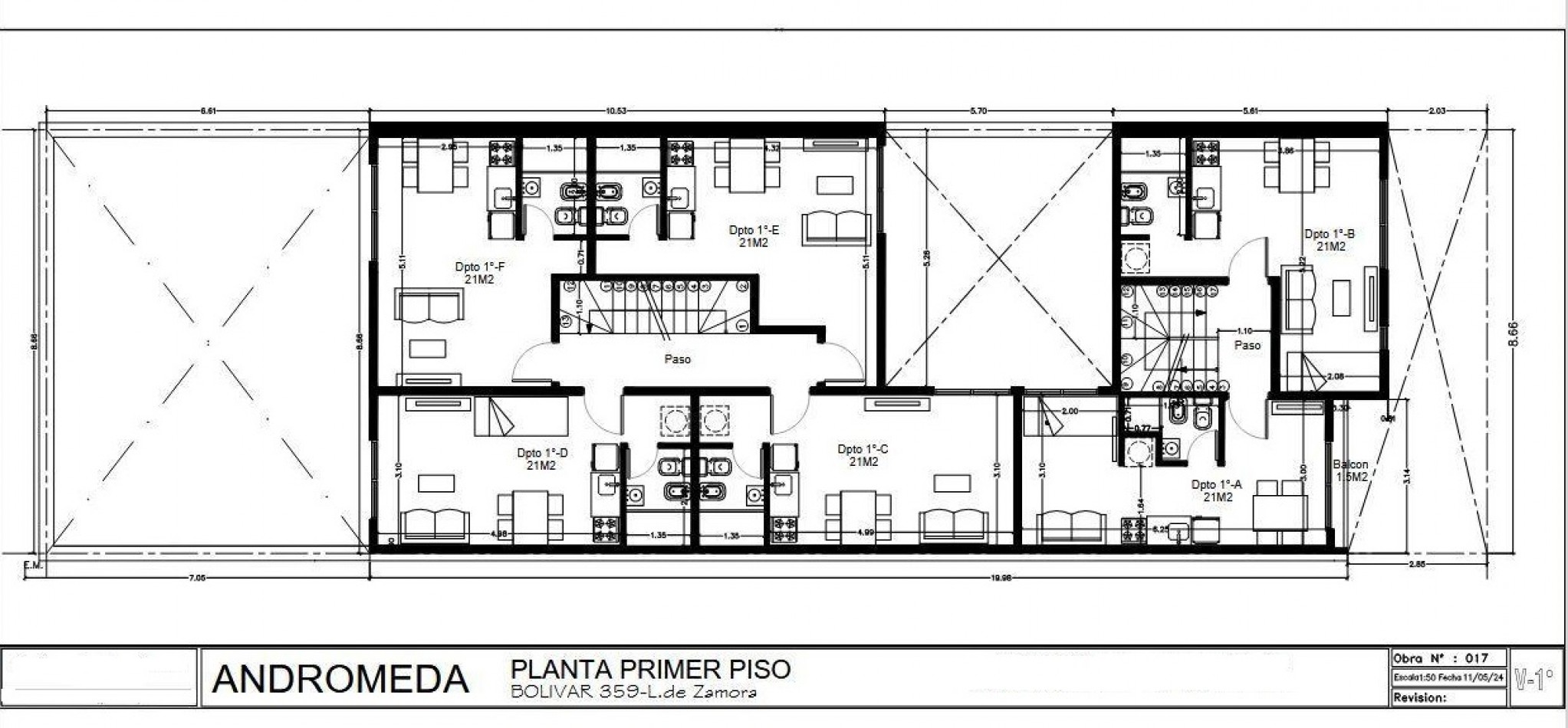 MONOAMBIENTE EN PISO 1°, DTO D, A ESTRENAR, 21M2.