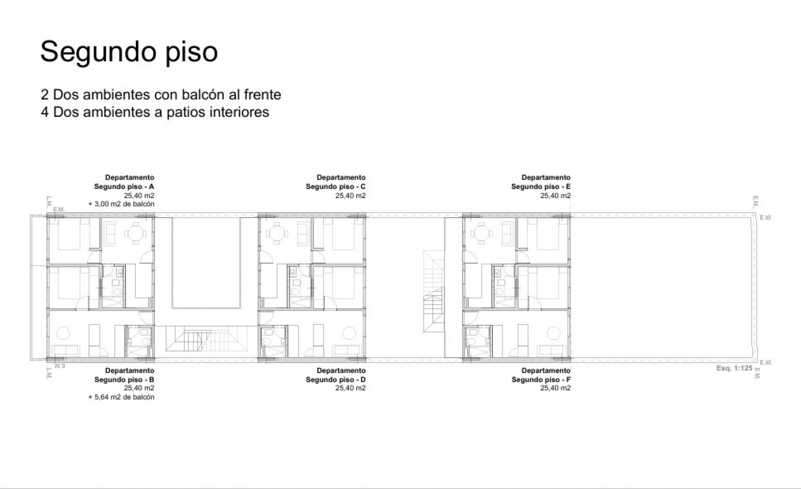 DEPARTAMENTO DE 2 AMBIENTES EN 2° PISO, CONTRAFRENTE, A ESTRENAR DE 25,4M2 