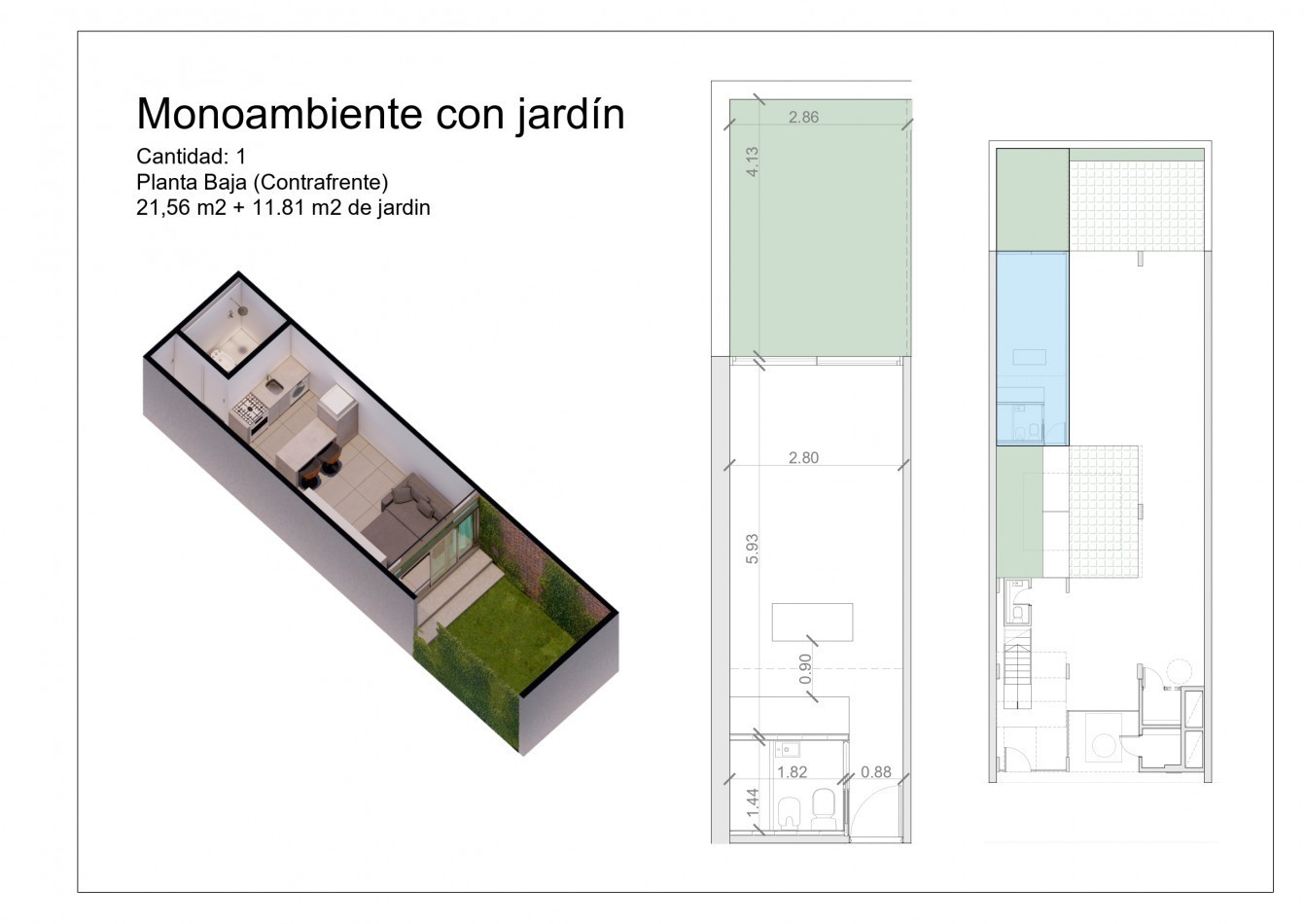 DEPARTAMENTO MONOAMBIENTE, EN 1° PISO, AL FRENTE CON BALCON, 27M2 A ESTRENAR.