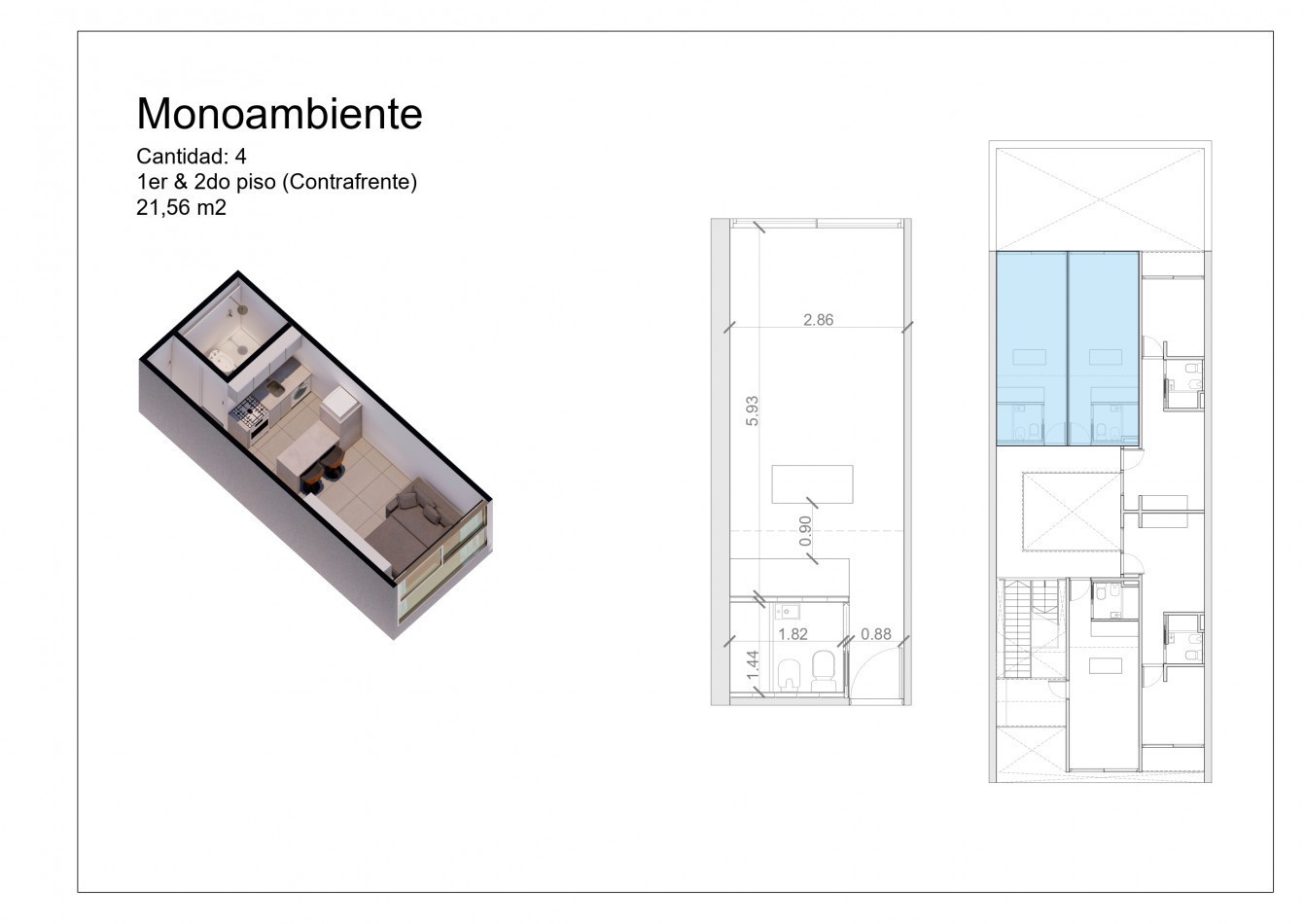 DEPARTAMENTO MONOAMBIENTE, EN 2° PISO, AL FRENTE CON BALCON, 27M2 A ESTRENAR.