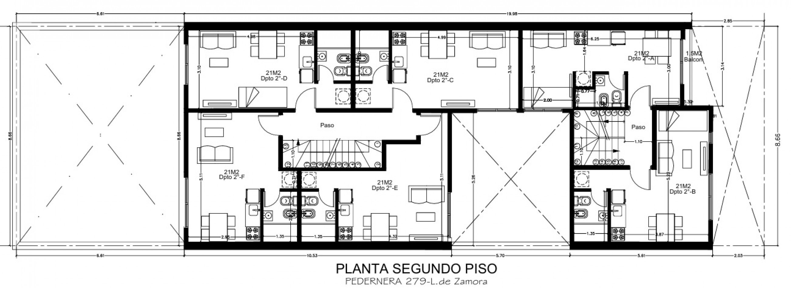 MONOAMBIENTE A ESTRENAR, EN 2° PISO, DTO B, AL FRENTE, 21M2.