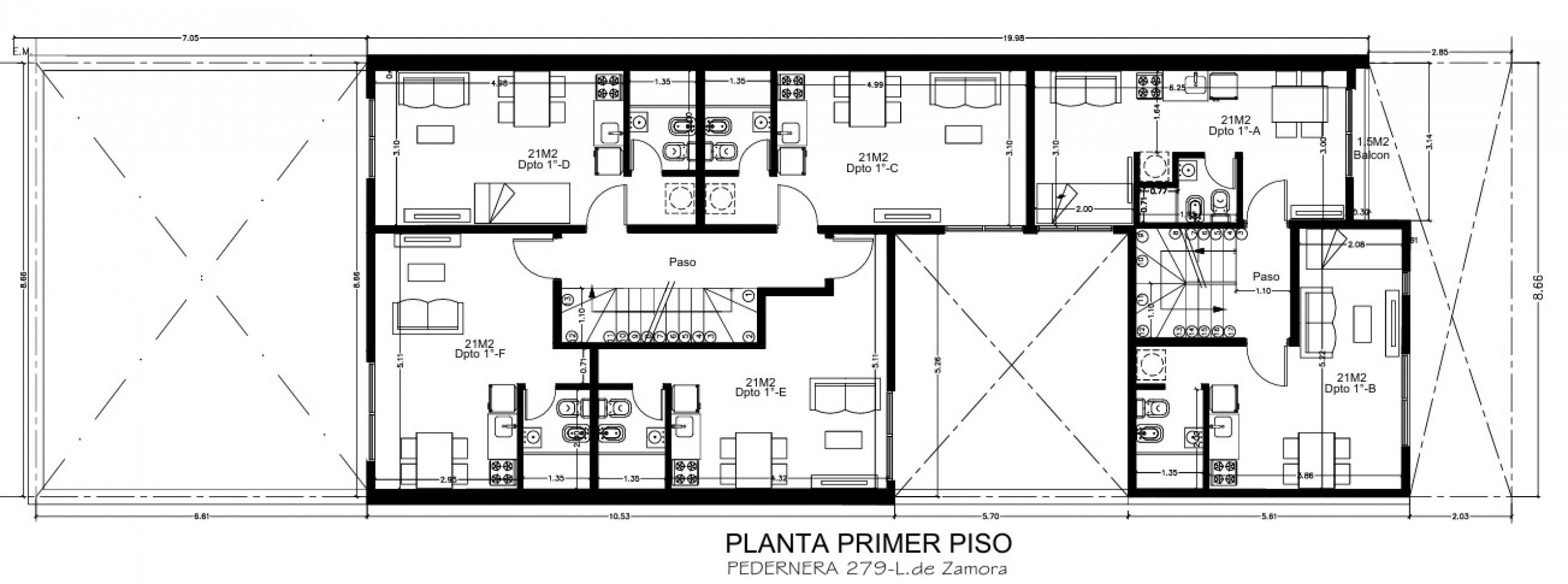 MONOAMBIENTE A ESTRENAR, EN 2° PISO, DTO B, AL FRENTE, 21M2.